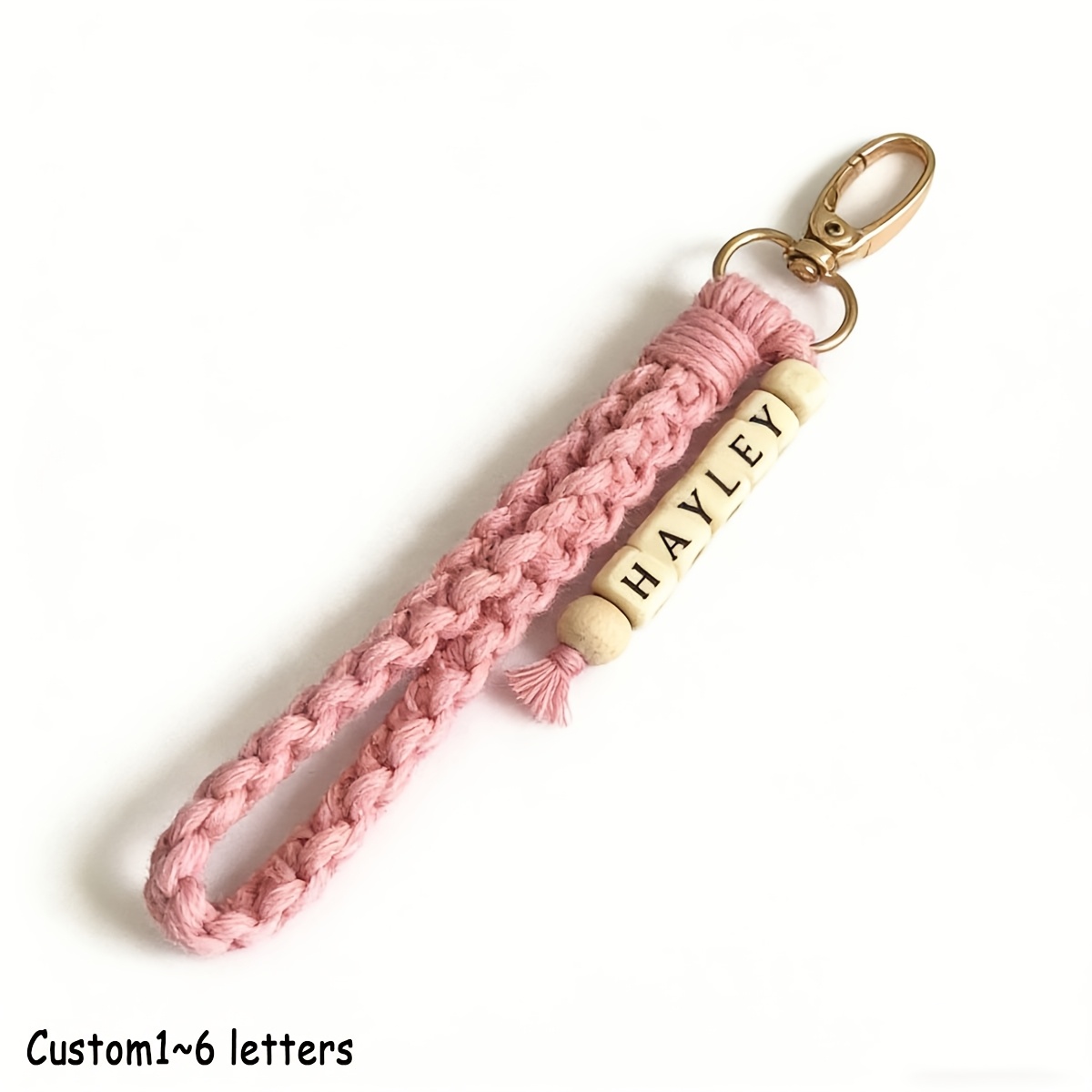 TEMU Porte-clés personnalisé 1pc Style Bohème avec Nom, Cadeau de Demoiselle d', Porte-clés Tissé avec Nom, Demoiselle d', Cadeau Saint-Valentin
