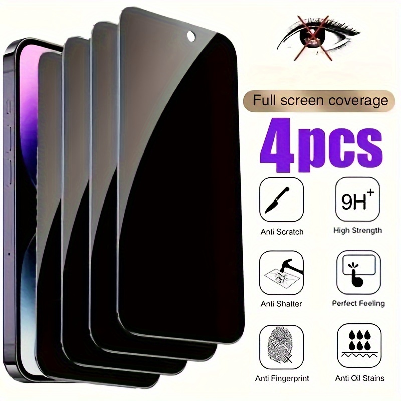 

4pcs 4pcs Privacy Screen Protectors For Iphone 15, 16, 14, 13, 12, 11 Pro Max, 12 Mini, X, Xs Max, Xr, 7, 8, 6, 6s Plus