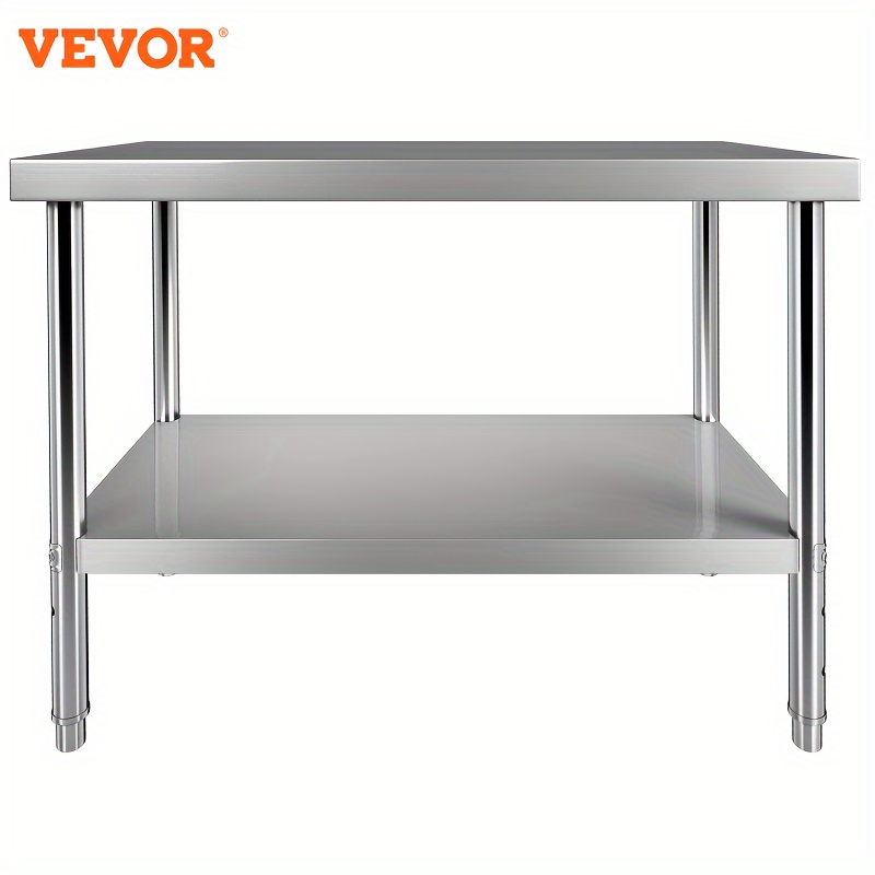 

Vevor Stainless Steel Prep Table, 48 X 18 X 34 Inch, 550lbs Capacity Heavy Duty Metal Worktable With Adjustable Undershelf, Commercial Workstation For Kitchen Restaurant Garage Backyard