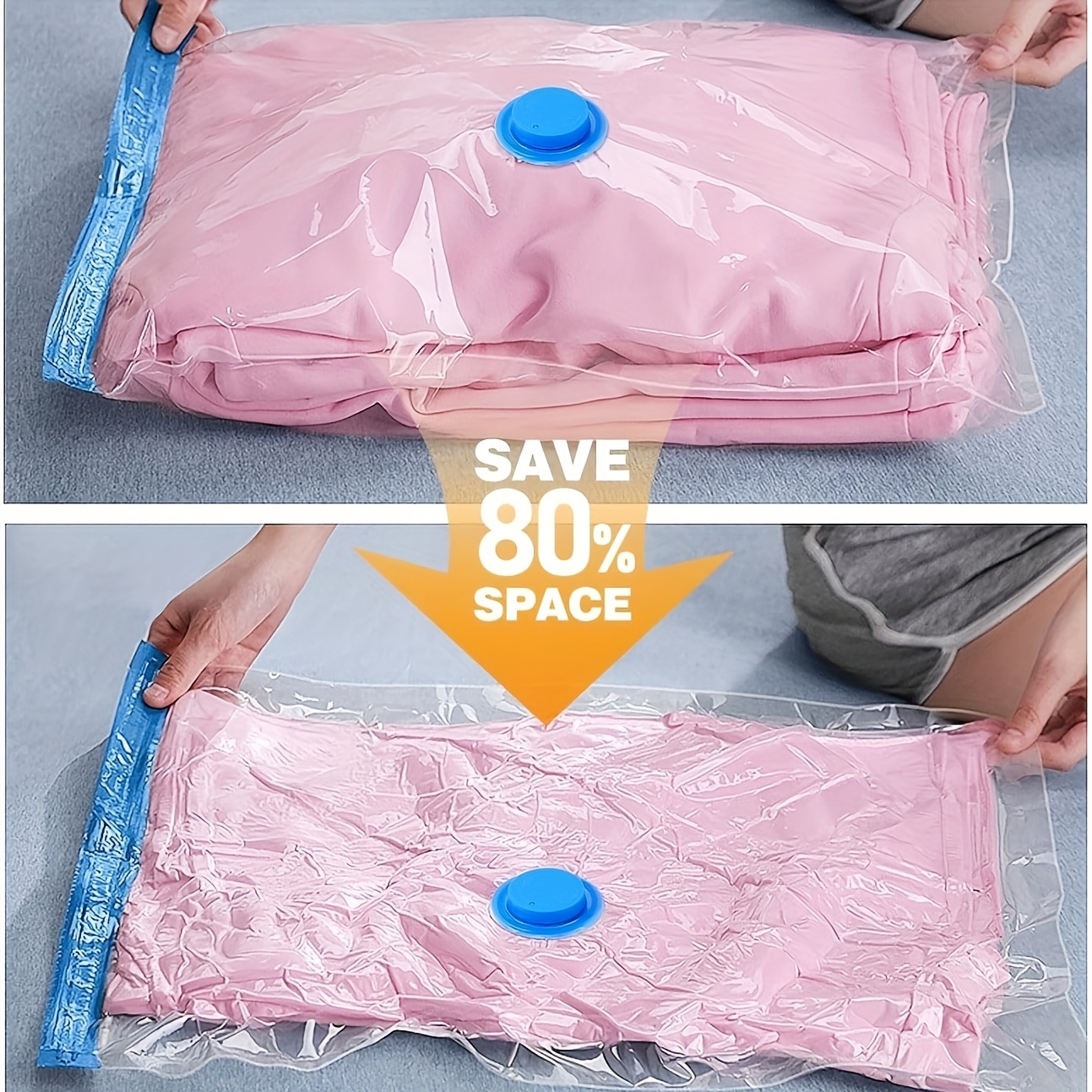 TEMU 9pcs Heavy-duty Vacuum Compression Bags With Portable Hand Pump Suitable For Bedding & Clothes Storage, 2 Large+3 Medium+3 Small Space-saving