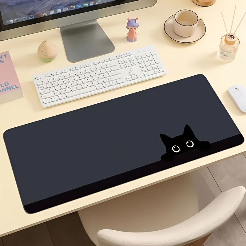 tapete de rato   e alargado com design de     35.4x15.7in,   cosidas, base antiderrapante, tapete de secretária em poliéster para rato e teclado sem  , ideal para   de escritório e domésticos 1