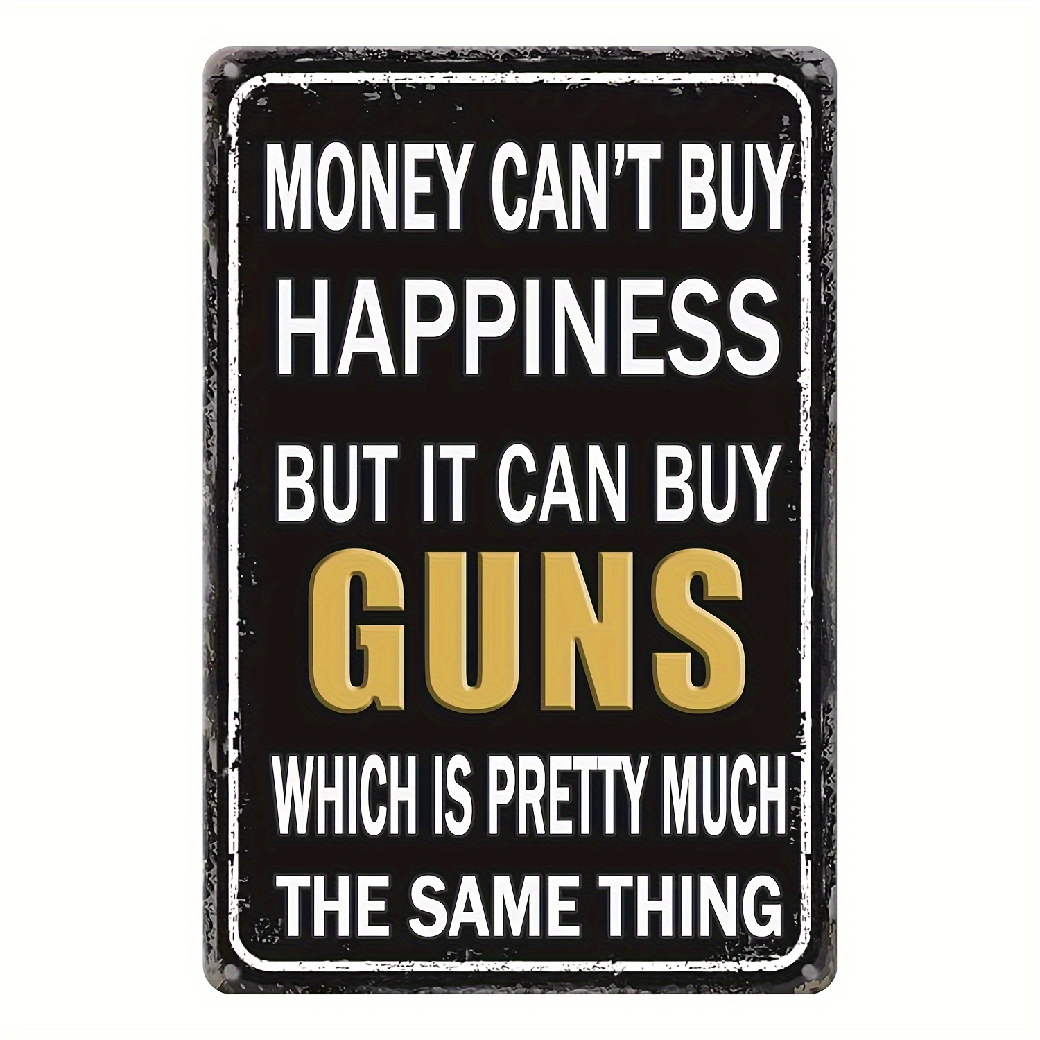 TEMU 2d Flat - 【2d Flat】 2d Flat - [2d Flat] 2d Flat Printing Decor 1pc Vintage Wooden Sign " Happiness, But Guns Can" - 7.87x11.81 Inches, Durable