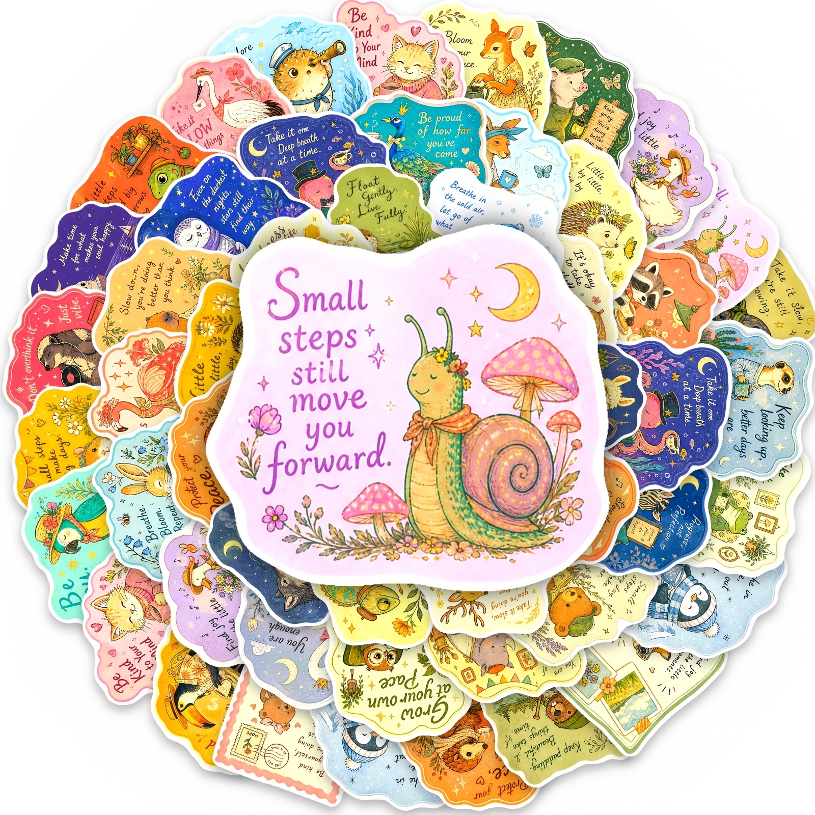 TEMU 50pcs Comforting Text Stickers, Warm Encouragement Quote Decorative Decals, Suitable For Laptops, Tumblers, Phones, Journals, Scrapbooks,