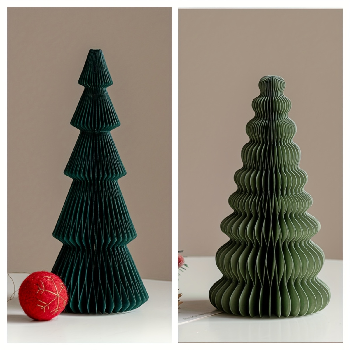 TEMU Christmas Tree Hanging Ornaments -2 Mini Green Layered Tapered Non-assembled Ornaments, No Plug-in Solid Origami Tree For Christmas, New Year,