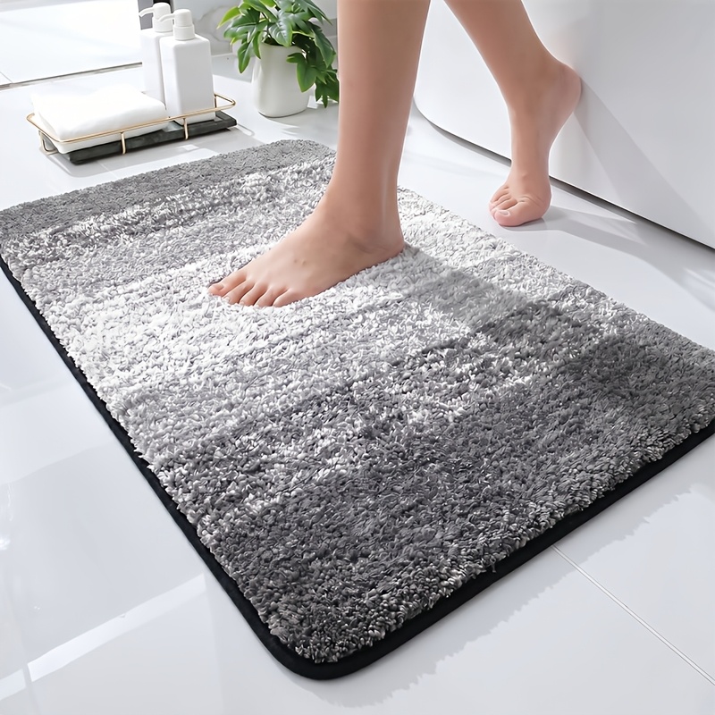 TEMU Tapis de porte de salle de bain en peluche épaisse antidérapant, tapis de sol absorbant dégradé, tapis en fibre épaisse, tapis de porte de