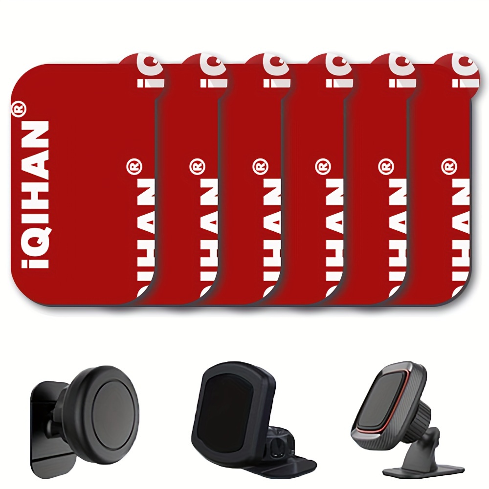 6pcs Sticky Adhesive Replacement for Magnetic for Dashboard Car Mount Phone Holder Base, Rectangle Heat Resistance Double Side Tape Sticker Pads for Dash Magnet Stand & for Dash Cam & Ring Grip Socket Cradle