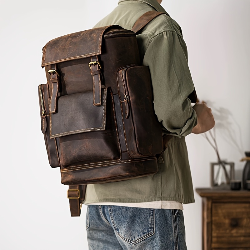 Leather Backpack Large Motorcycle Backpack JFG RACING Motorcycle