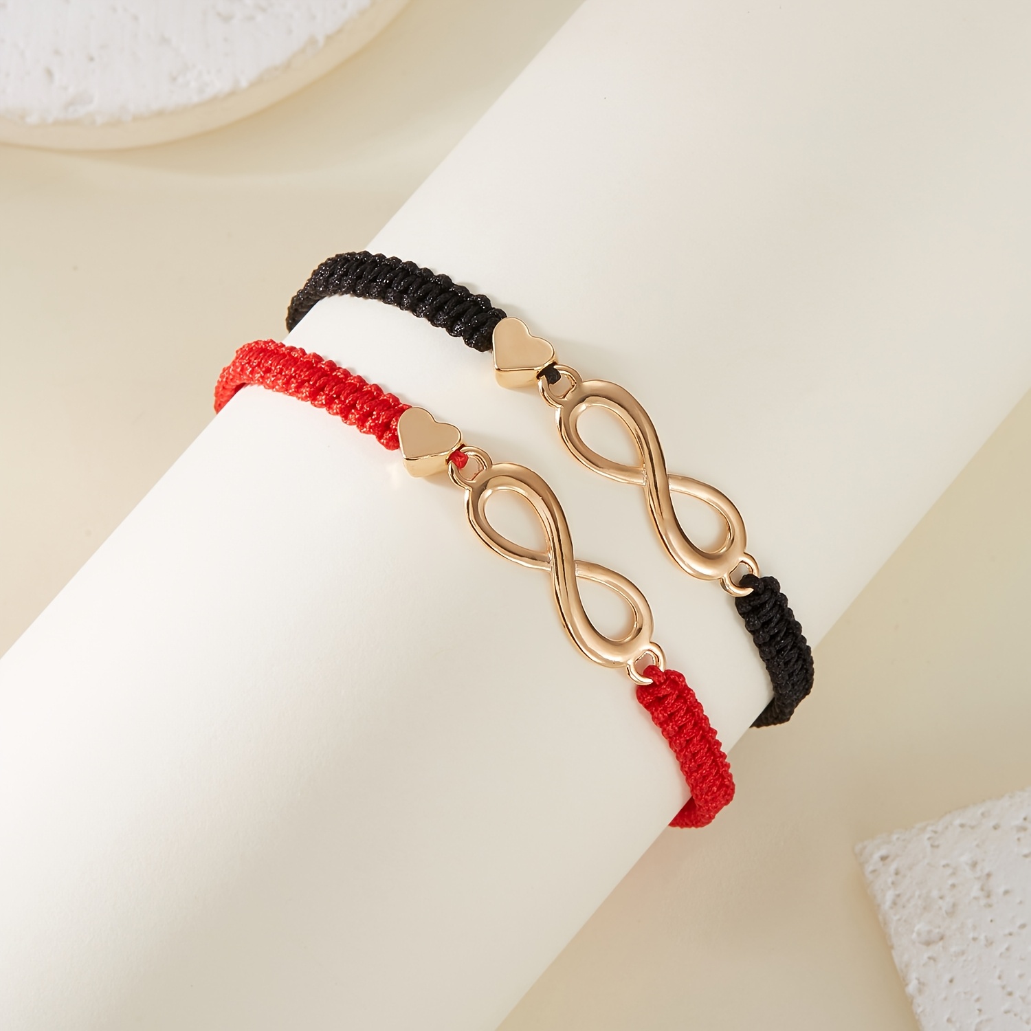 2pc Infinity Symbol Couples Bracelets Set with Heart Charm