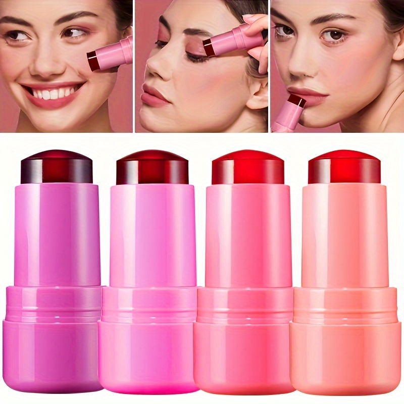 Jelly Powder Blusher 4pcs Set Powder Blusher Lipstick 2-In-1 Durable Waterproof Color Correction Brightening Mother'S Day Gift