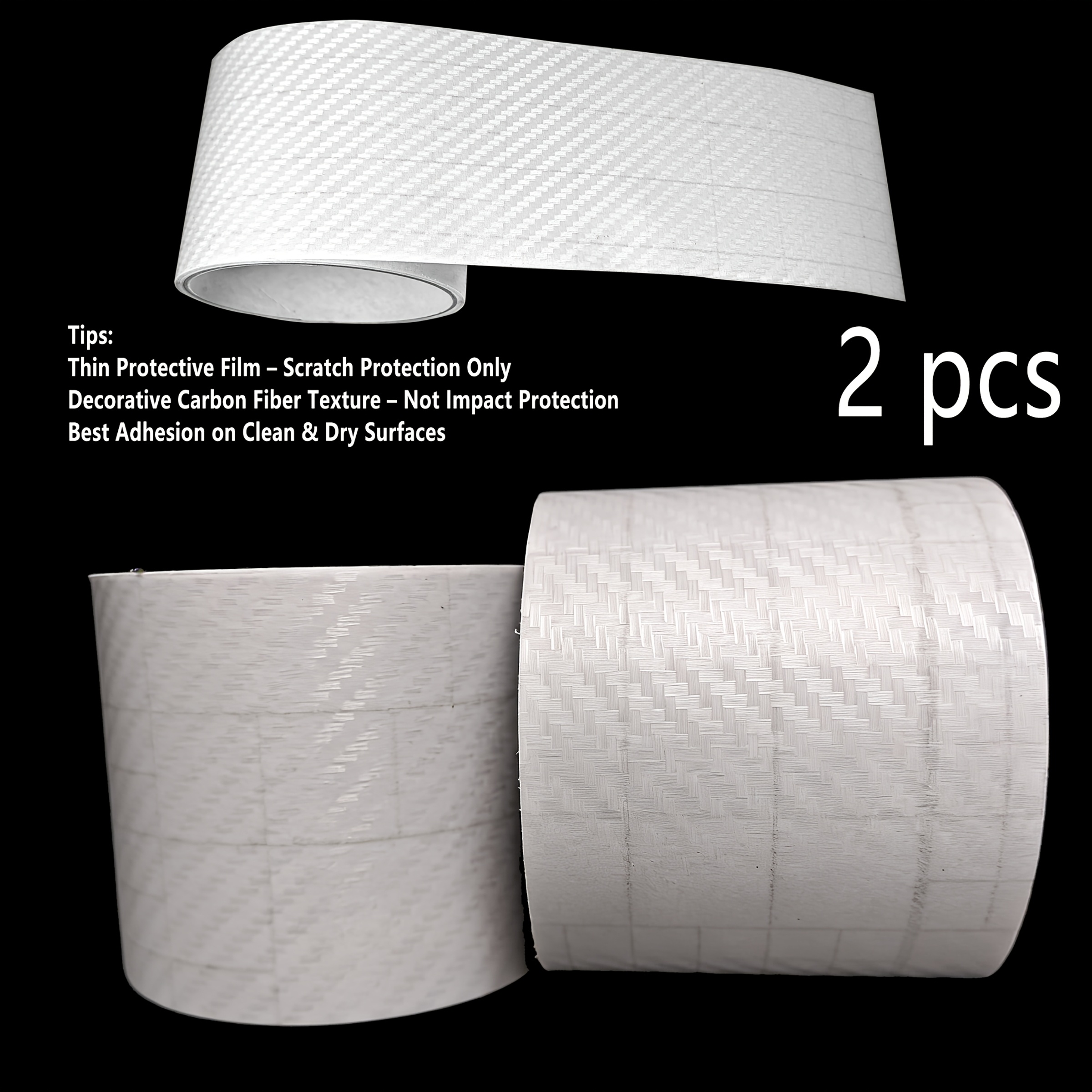 TEMU 2 pièces | Film -rayures en texture fibre de carbone haute | Autocollant fin transparent auto-adhésif, résistant à l' obstruer l' | Pour cadres