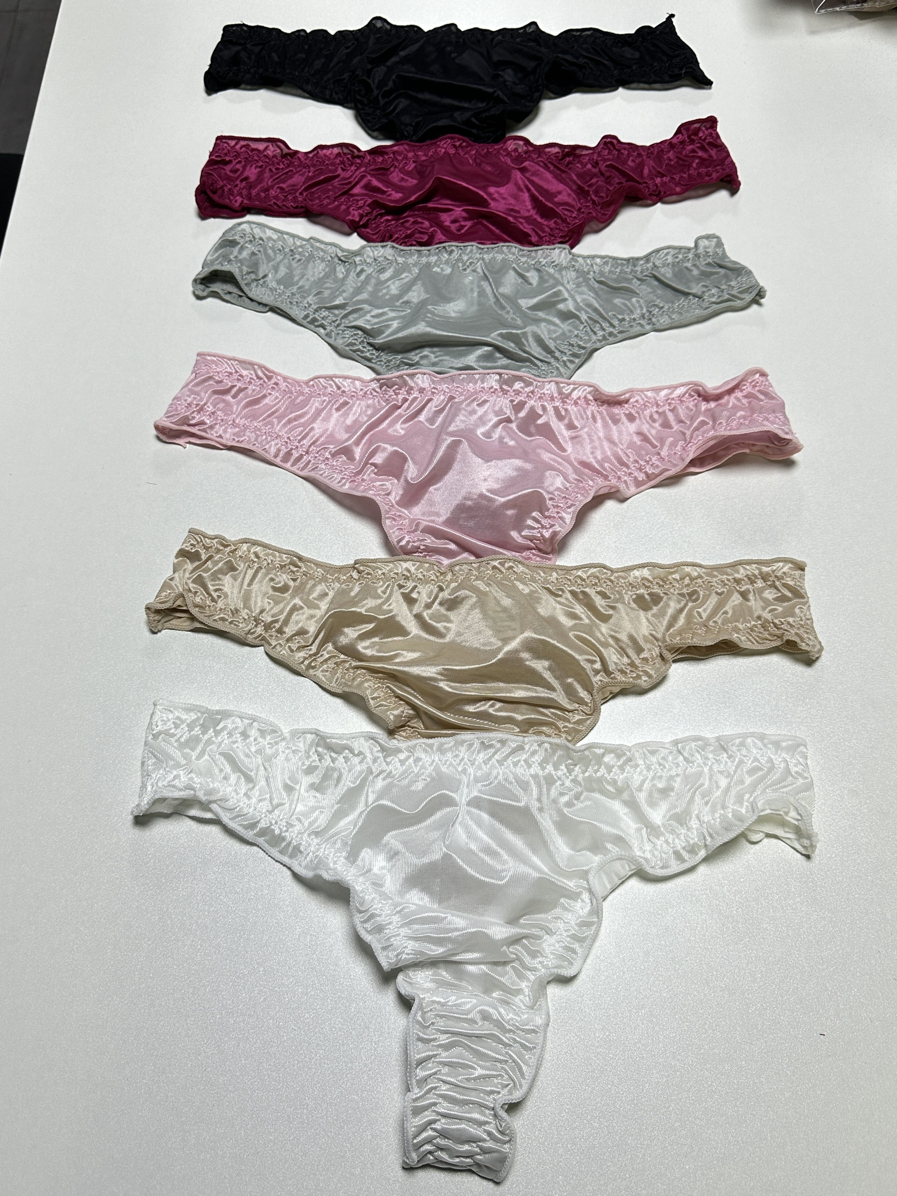 Women Panties Plain Satin High Waist Solid Silky Briefs Underwear Sexy  Lingerie
