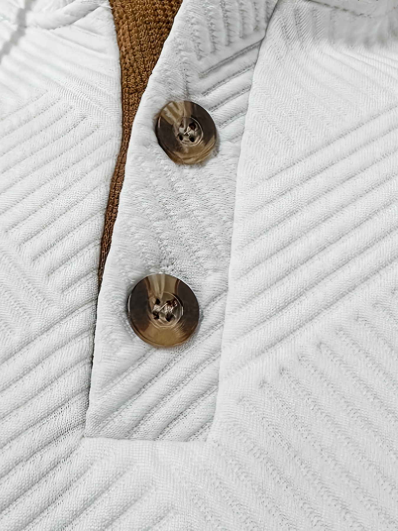 Men'S Stylish Casual Hooded Cardigan with Front Zipper and Button Placket - Geometric Pattern, Brown and Orange Accents, Light Gray, Perfect for Spring/Fall
