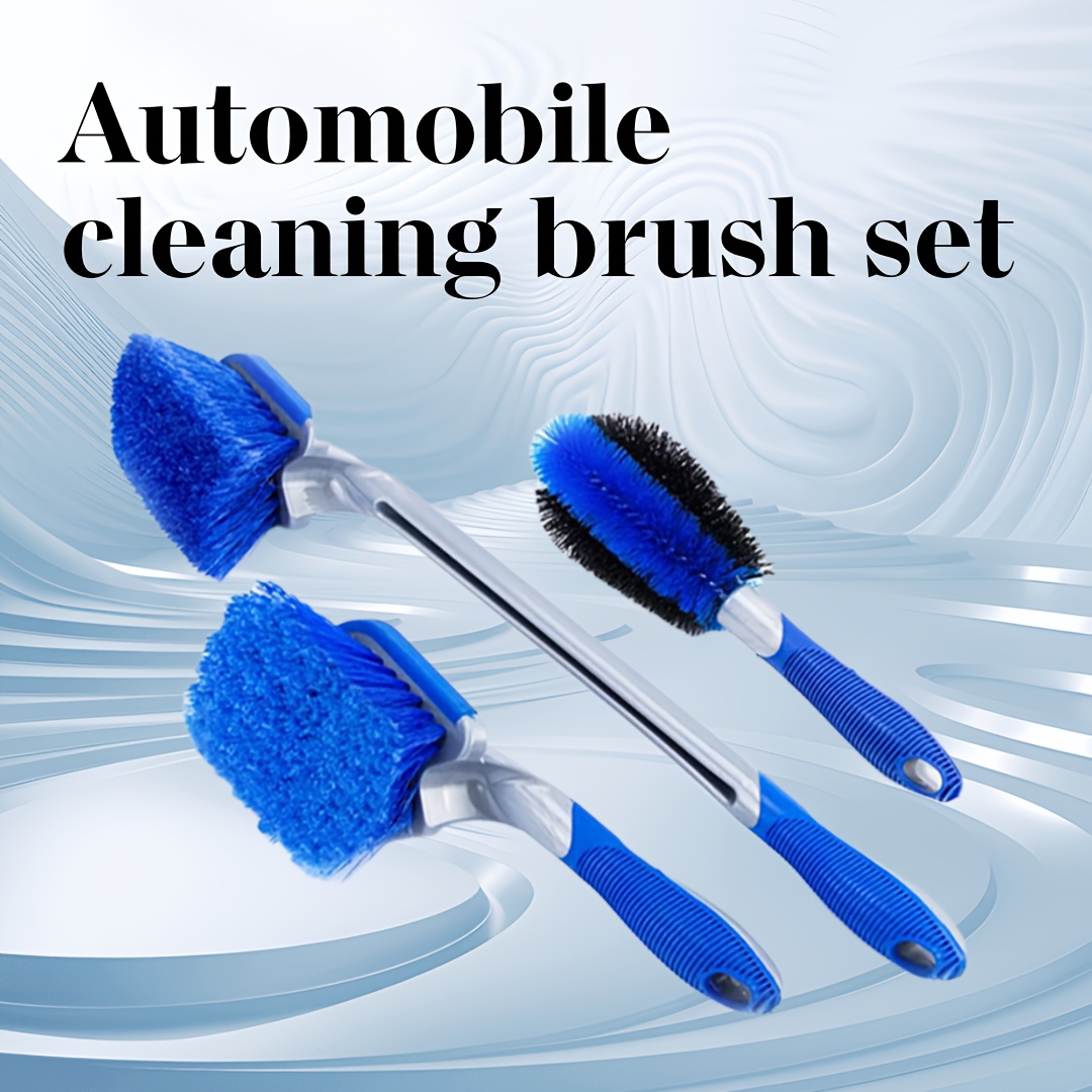 

3pcs Wheel Rim Brush Set, 1pc Long Wheel Brush Rim Tire Detailing Brush For Wheels Rims Exhaust Tips Vehicle Engine Motorcycle No Scratches