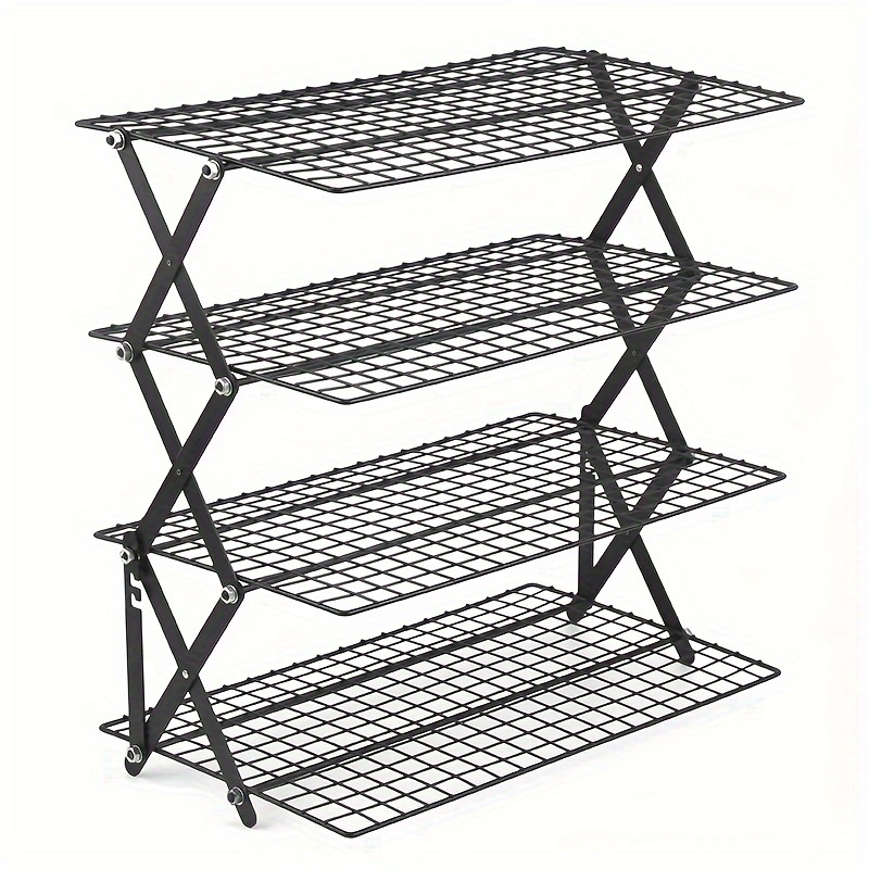 TEMU 4-layer Foldable Cooling Rack, Baking Pan Wire Rack, Stackable Baking Cooking Dry Wire Cooling Rack Adjustable 4 Setting Designs, Camping Grill For Cooking Baking Cool Baking Cookie Cakes