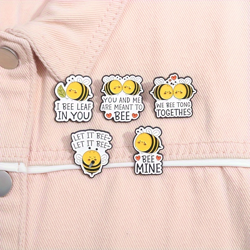 

1/5pcs Cute Cartoon Bee Enamel Pins, " You" & "" Couples Brooches, Lapel Backpack Badge, Jewelry Gift Accessories