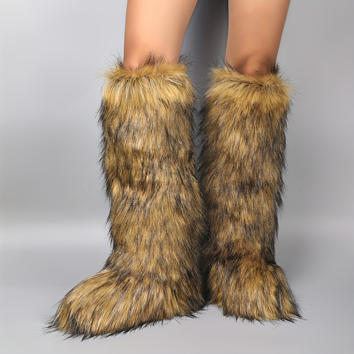 Pull on fur boots best sale