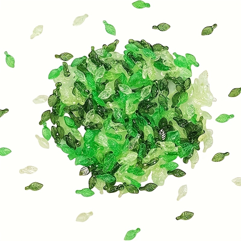 300pcs Green Bead 3 Colors Mix Green Acrylic Leaf Beads Leaf Glass Spacer Beads Leaves Pendant Charms With 2mm Hole For Jewelry Making Diy Crafts Jewelry Making Earring Necklace Anklet