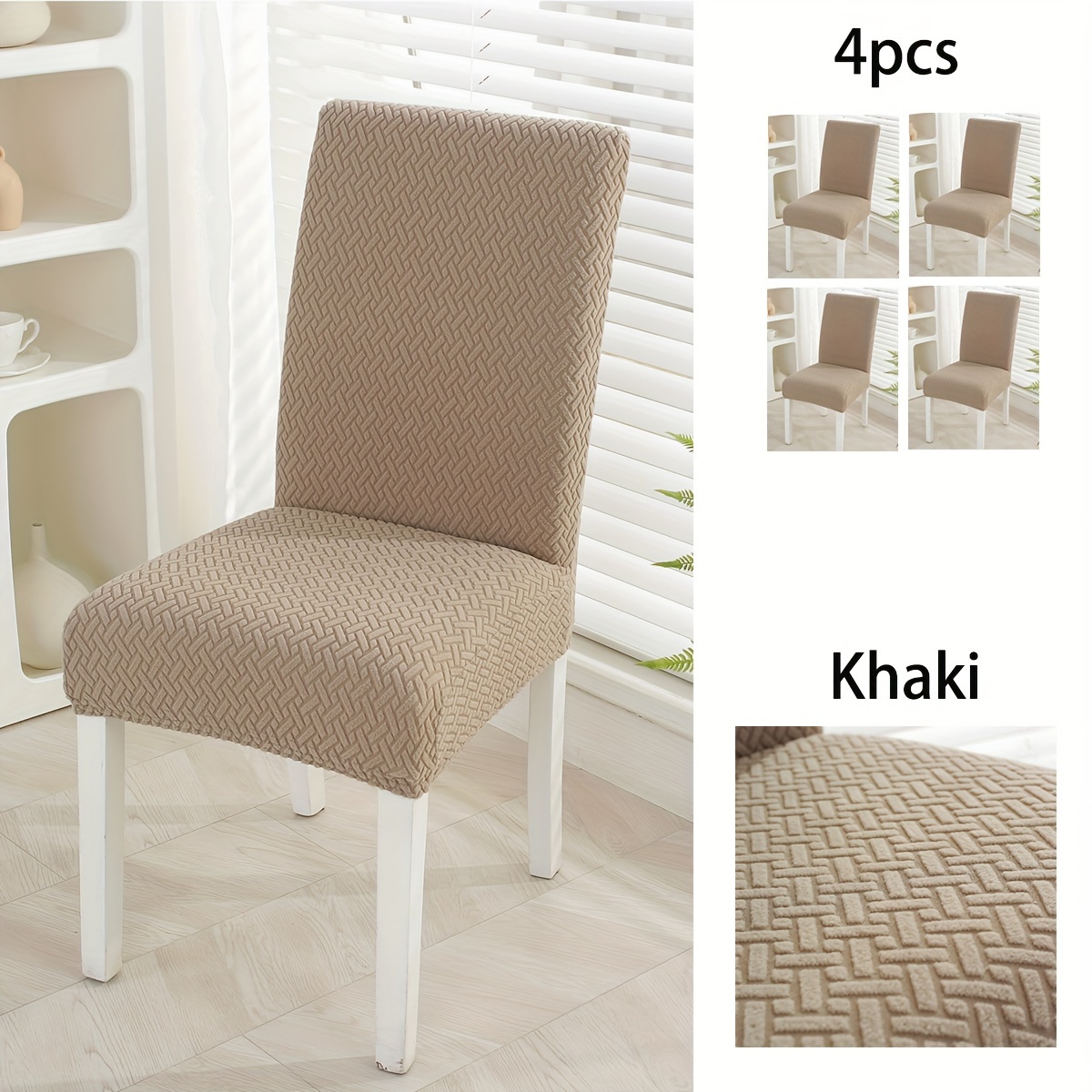 E-shop 4/6 Stück neue Jacquard-Stretch-Stuhlbezüge, Hotel, Restaurant, Zuhause, Esstisch- Stuhlbezüge, rutschfeste, verschleißfeste Stuhlkissen,