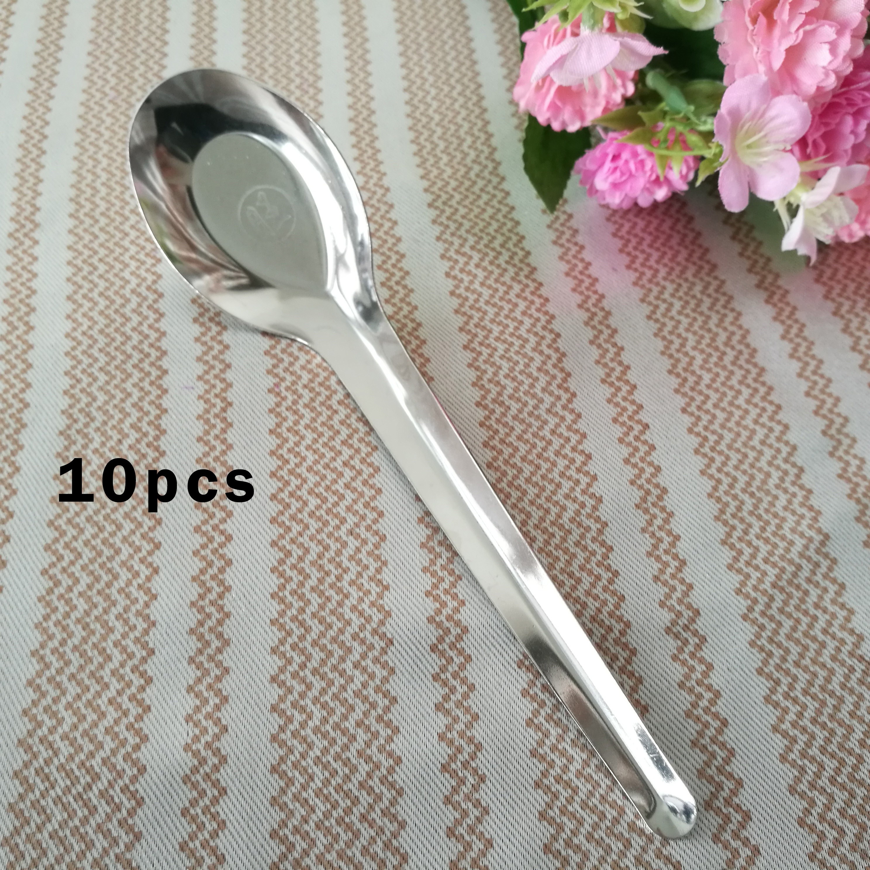 TEMU Ensemble de dix cuillères en acier inoxydable de haute qualité, cuillères à long manche, cuillères à mélanger, cuillères à soupe, cuillères à