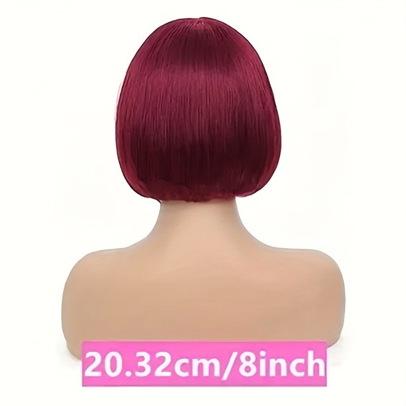 TIMOPOL 99J 10 inch Straight Human Hair Bob Wig, 5x1, HD, 180% Density, No Glue, Front Lace, Burgundy, for Women