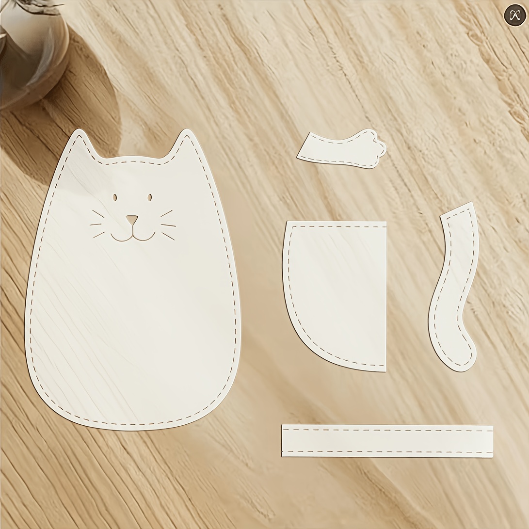 TEMU Ensemble de 5 gabarits de sacs de rangement pour chatons - Gabarits de travail précis pour couture, quilting et patchwork, planche pour animaux