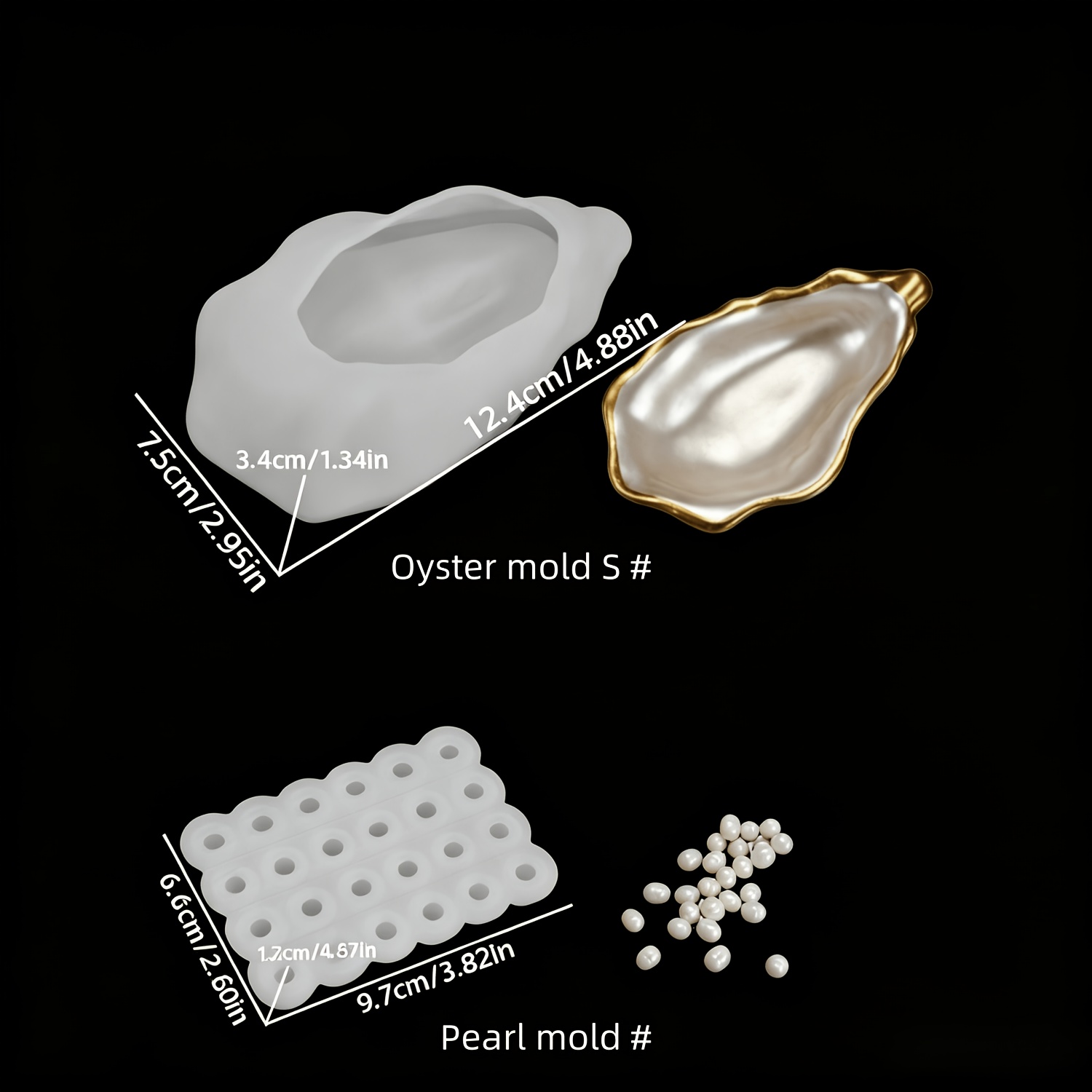 TEMU 2pcs Moule en résine, Plateau de rangement pour huîtres , Résine époxy anti-goutte, Bougie perle, Silicone, Plateau de rangement pour huîtres
