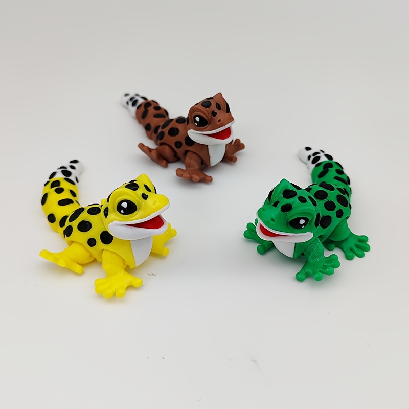TEMU 3pcs - Movable Joint Lizard Figurine Ornament, Colorful Spotted Chameleon Sculpture Desktop Decoration, Creative Furniture Decoration, Suitable