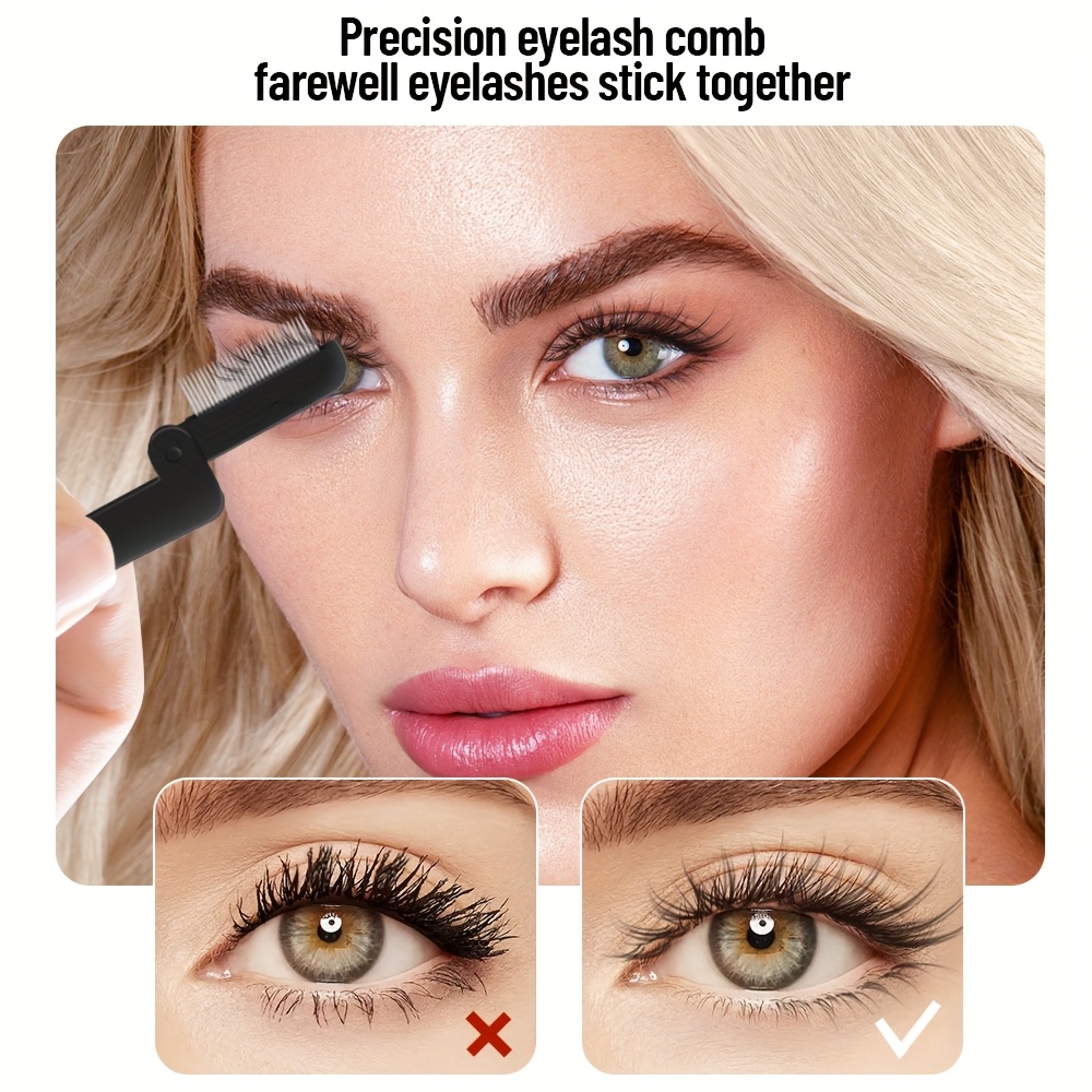 Faltbarer Wimpernkamm 2 Stück – Metallzähne, Rosa Griff, Für Wimpern & Augenbrauen
