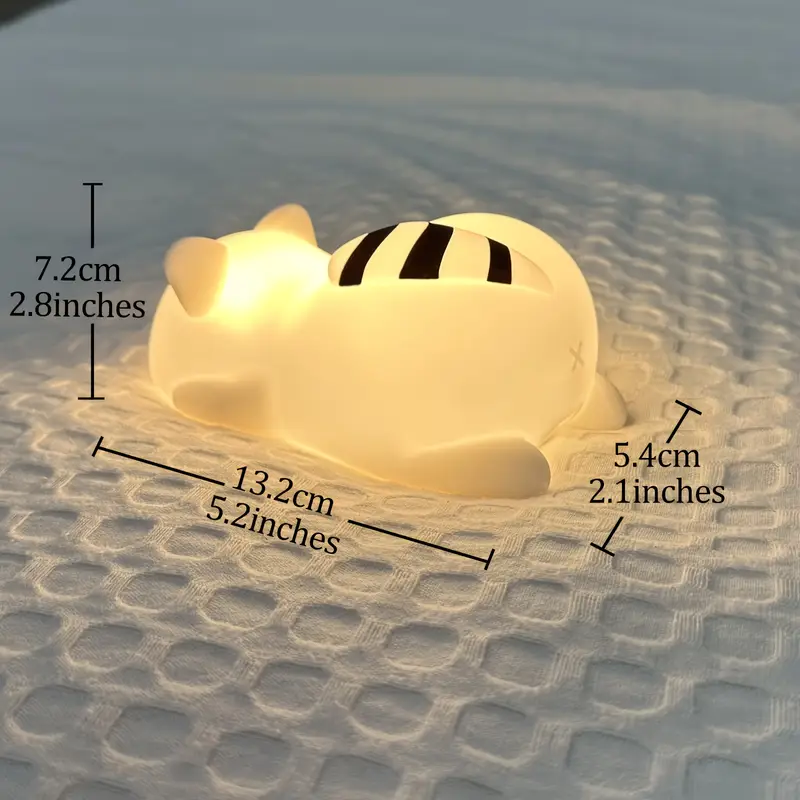 night light for kids raccoon cute led lamp bedside lamp baby nursery bedroom dimmable rechargable touch control table desk lamp cool stuff fun kawaii room decor aesthetic novelty accessories gift for women home decor easter gift Product details 1