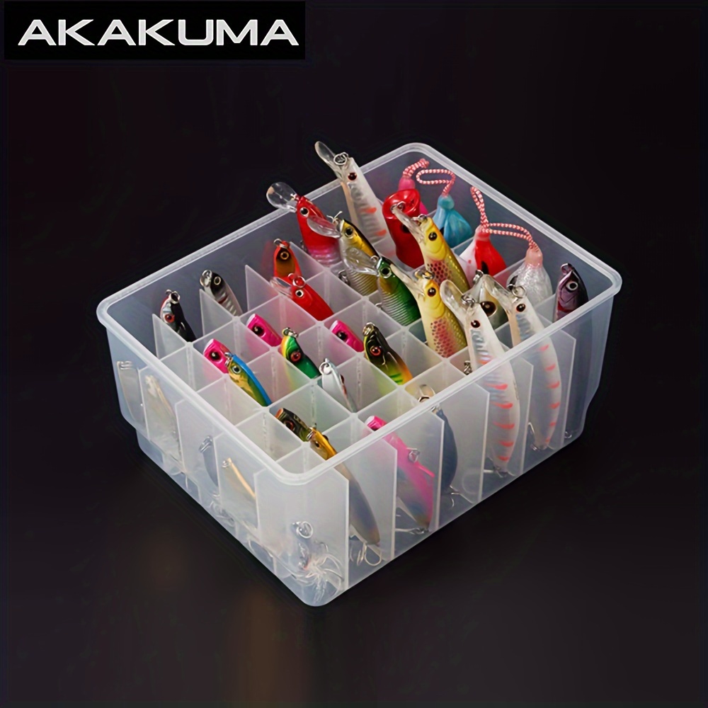 

Akakuma Luya Fake Bait Storage Box: Transparent Plastic Fishing Tackle Organizer With 35/56 Compartments For Fishing Rods And Accessories