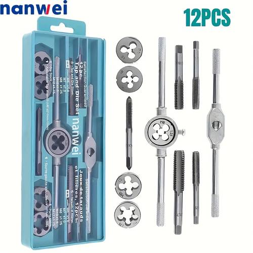 12 40pcs 40pcs carbide tap and die set to m12 metric thread cutting tools suitable for internal and external threads nc nf npt repair wrench screwdriver and gauges blue 2 65 lbs precision threading kit