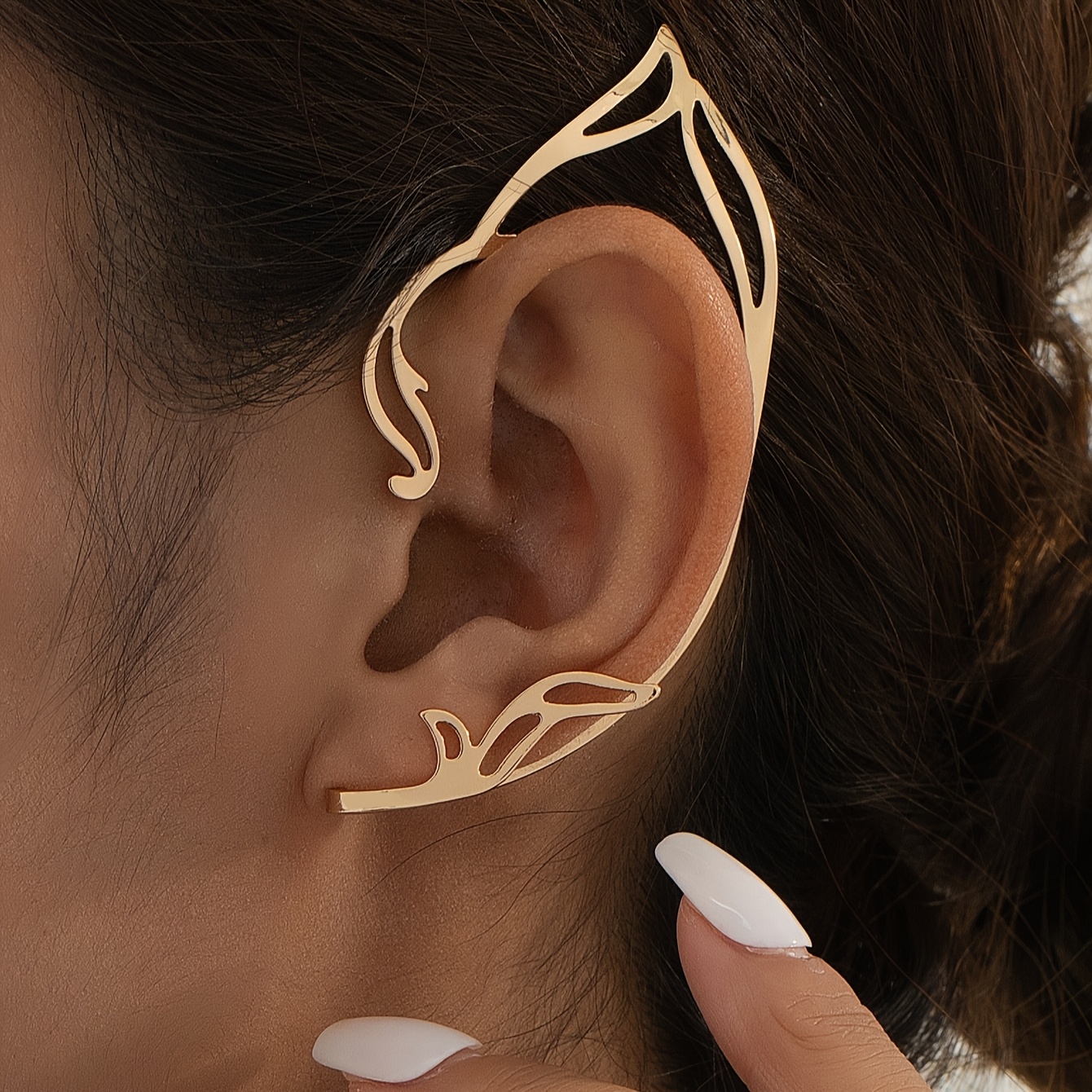 

Chic Geometric Elf Ear Cuff - No Piercing Required, Zinc Alloy, Vintage & For Women - Or Parties