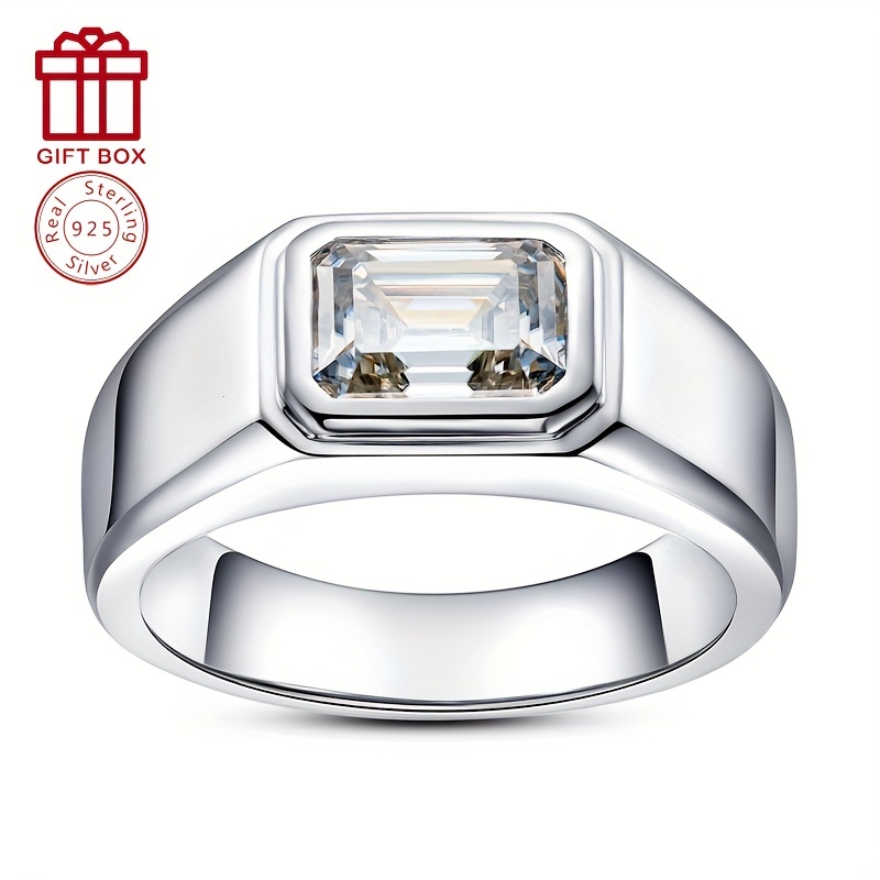 item picture 1pc s925 925 silvery plated 2ct with gra certificate lab grown moissanite moissanite   vs vvs mens elegant simple and stylish perfect valentines day gift suitable for daily wear   parties fathers day