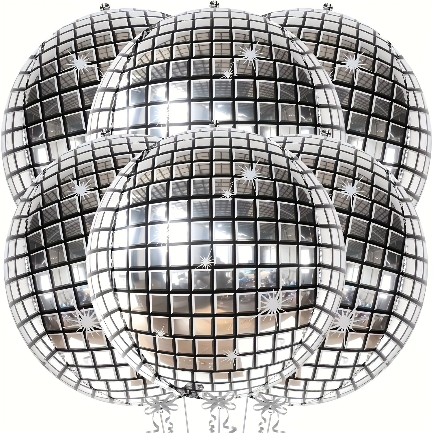 TEMU Palloncini Argentati da Discoteca [12 pollici, 18 pollici, 24 pollici, 32 pollici] Palloncini Argentati in Mylar, Palloncini Riflettenti a