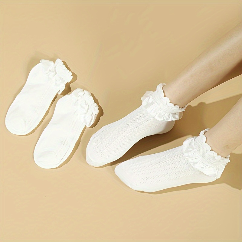 Women's Cute Ruffle Frilly Trim Breathable Kawaii Ankle - Temu