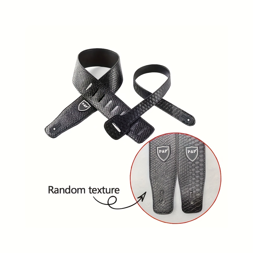 Premium Faux Leather Guitar Strap - Adjustable 129.54cm-149.86cm, Durable & Embossed Design with Floral Patterns or Crocodile Texture, Ideal for Acoustic, Electric & Bass Guitars - Available in Multiple Colors, Guitar Accessories