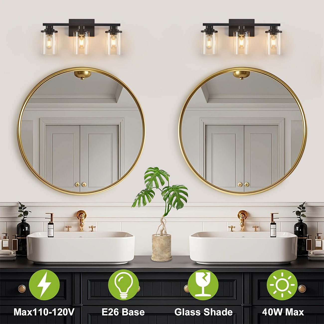 Lampe LED Pour Miroir De Salle De Bain Kwazar ANITA - 50 Cm, 10W, Blanc Neutre 4000K, IP44, Noir - 7