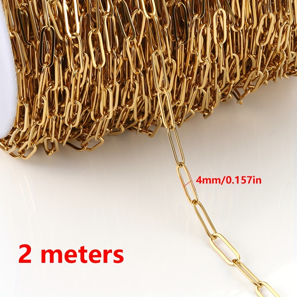 2d Flat - 2 Meter Stainless Steel Chunky Chain Flat Loop Chain For Jewelry Making Fashion Men Women Necklace