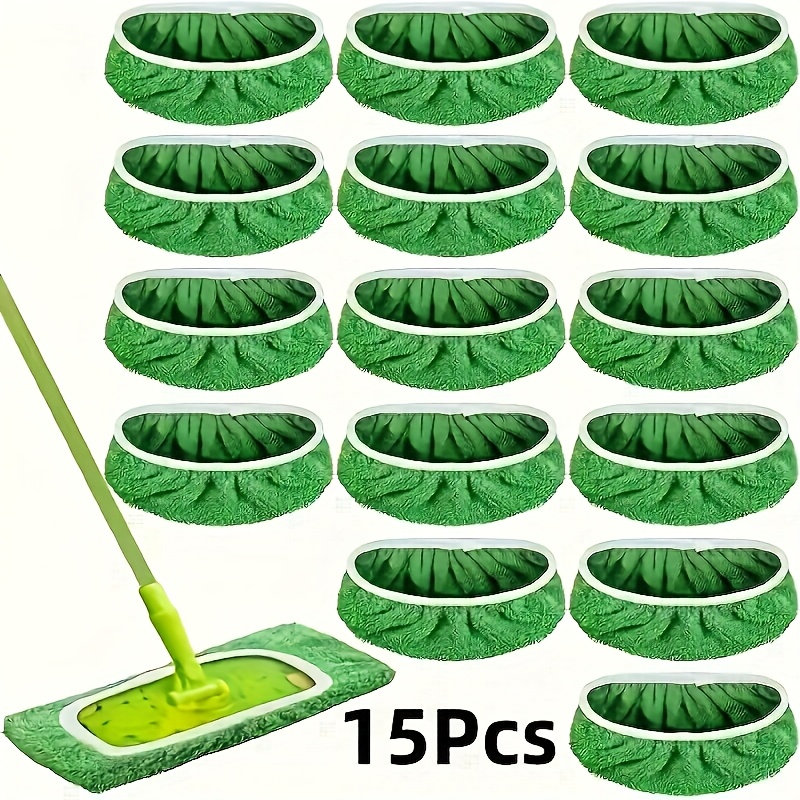 TEMU 15pcs Of Washable Mop Pads, Designed For Flat Floor Mops, Durable And Effective In Absorbing Dirt And Water, Suitable For Wet And Dry Cleaning, Easy To , Cleaning Supplies (mop Not Included)