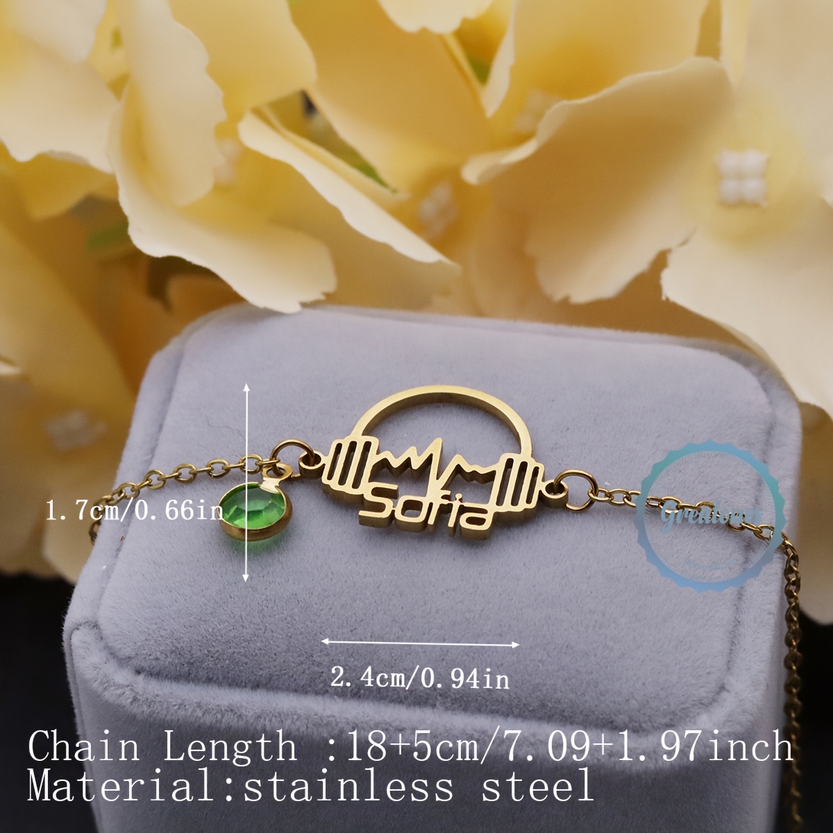 Personalized Custom Name Bracelet with Music Notes, Stainless Steel