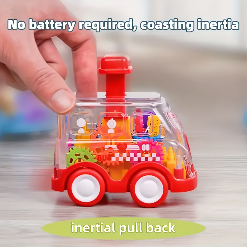 Transparent Cartoon Gear Toy Car, Educational Pull Back Model