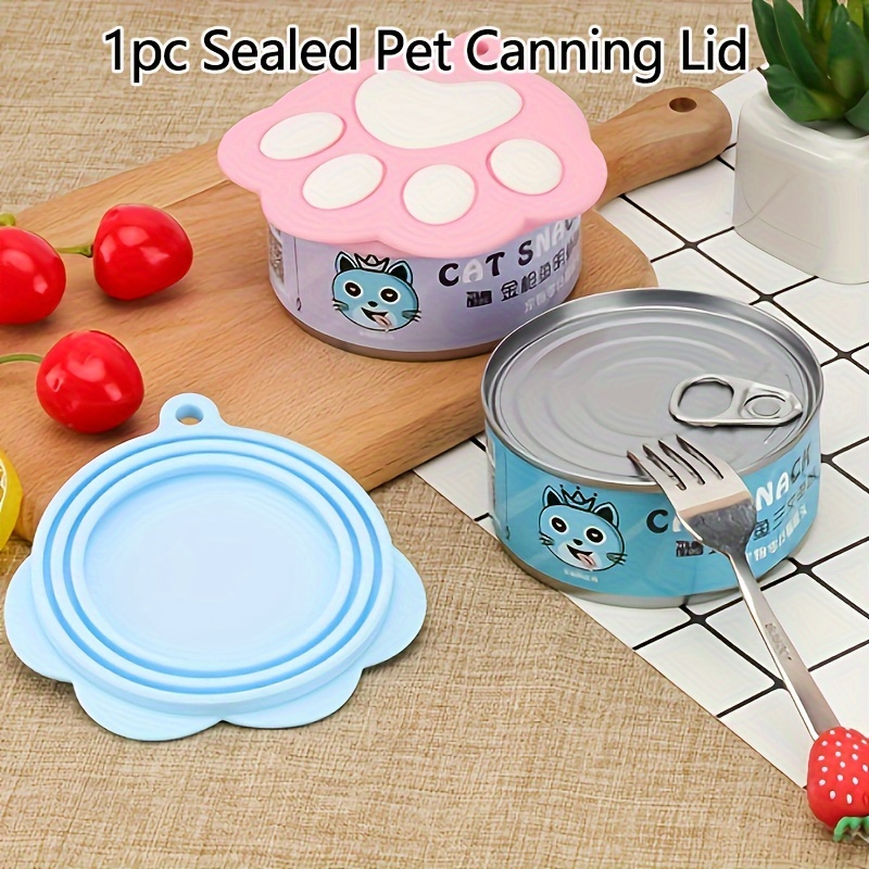 

1pc Cute Paw Shaped Pet Food Canned Lid, Reusable Fresh-keeping Cat Food Canned Cover, Silicone Cat And Dog Storage Jar Lid