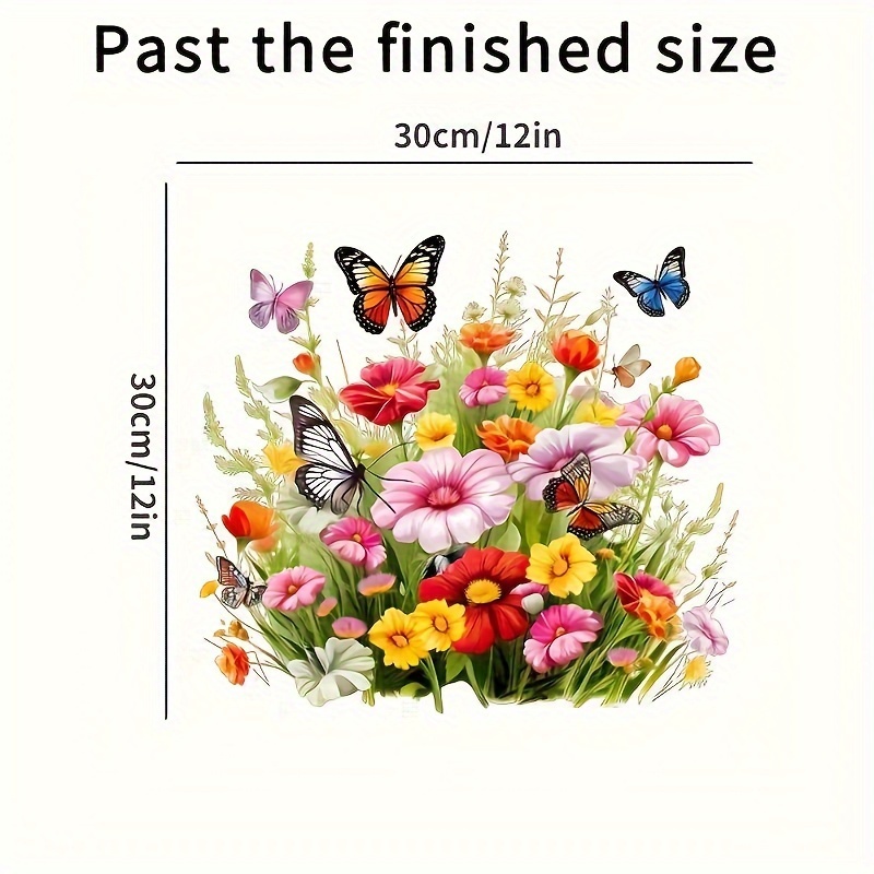 TEMU 1pc Vibrant Butterflies & Bouquets Self-adhesive Vinyl Wall Art Stickers - Glossy Finish, Easy For Bathroom, Refrigerator, Living Room, Bedroom Home Decor, Bathroom Wall Decor