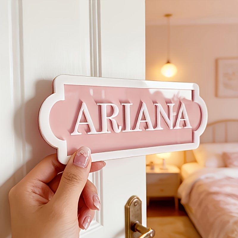 TEMU Personalized Custom Bedroom Nameplate, Warm Style, Self-adhesive Room Door Sign, No Electricity Needed, Perfect For Housewarming, Christmas,