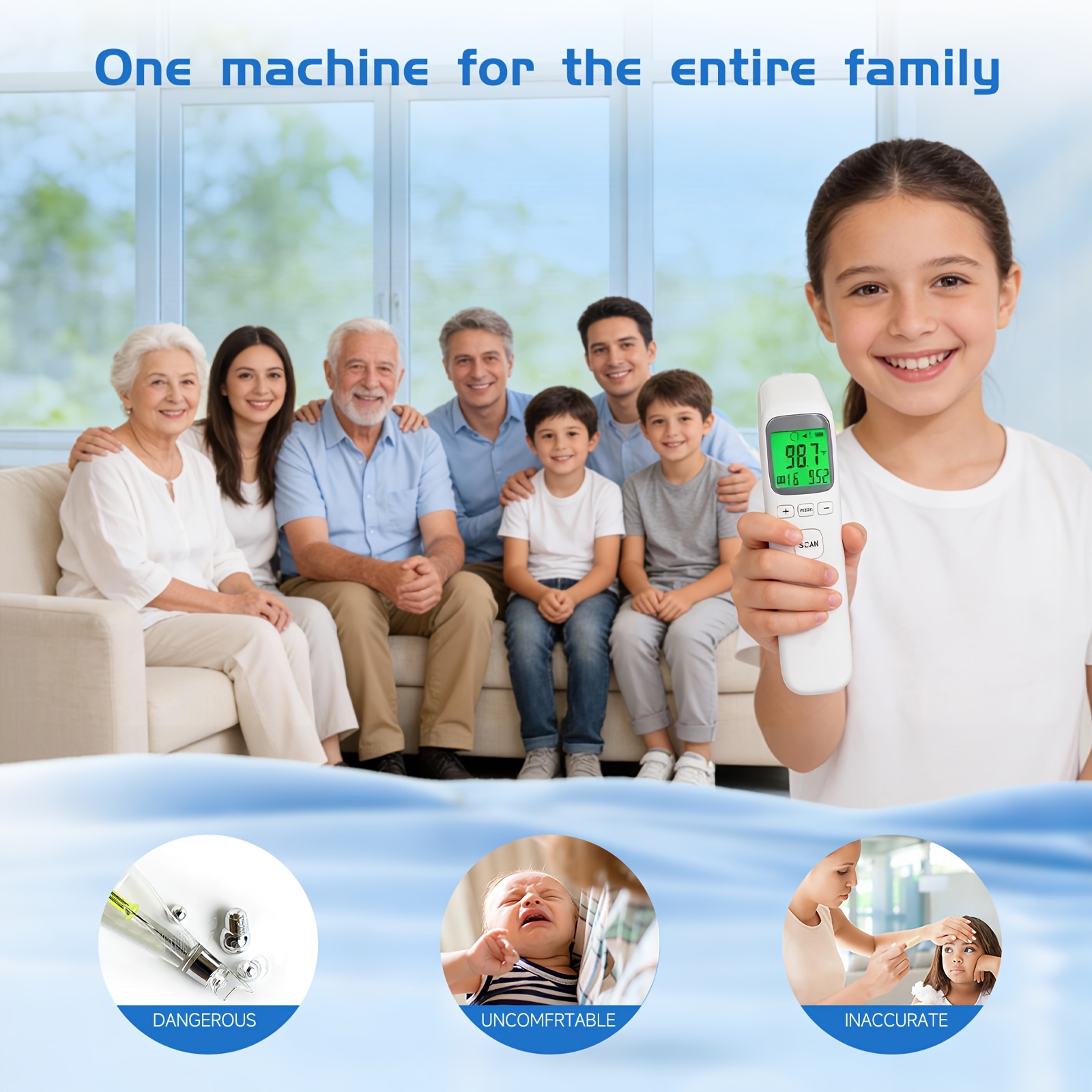 Puzxo Non-contact Thermometer, Suitable for Forehead And Object Surface, Accurate Reading In 1 Second, Equipped with LCD Display, 32 Sets Of Memory, Both Home And Clinical Use