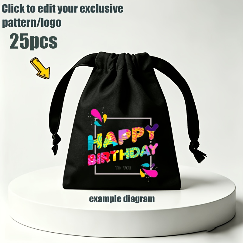 TEMU Gift For Her/him 10pcs/25pcs Personalized Pattern/logo Drawstring Gift Bags, Custom Gift Bags With Your Design, Customizable Any Pattern And