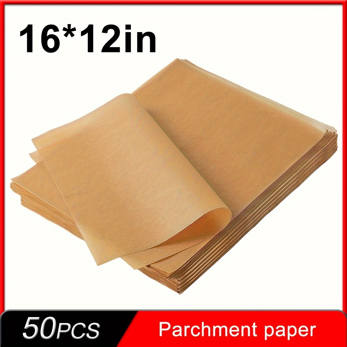 

50pcs, 12x16 Inch Parchment Paper, Heavy Duty Baking Paper, Unbleached Non-stick Sheets For Air Fryer, Grilling, Steaming Cooking Bread Cake And Wrapping Foods