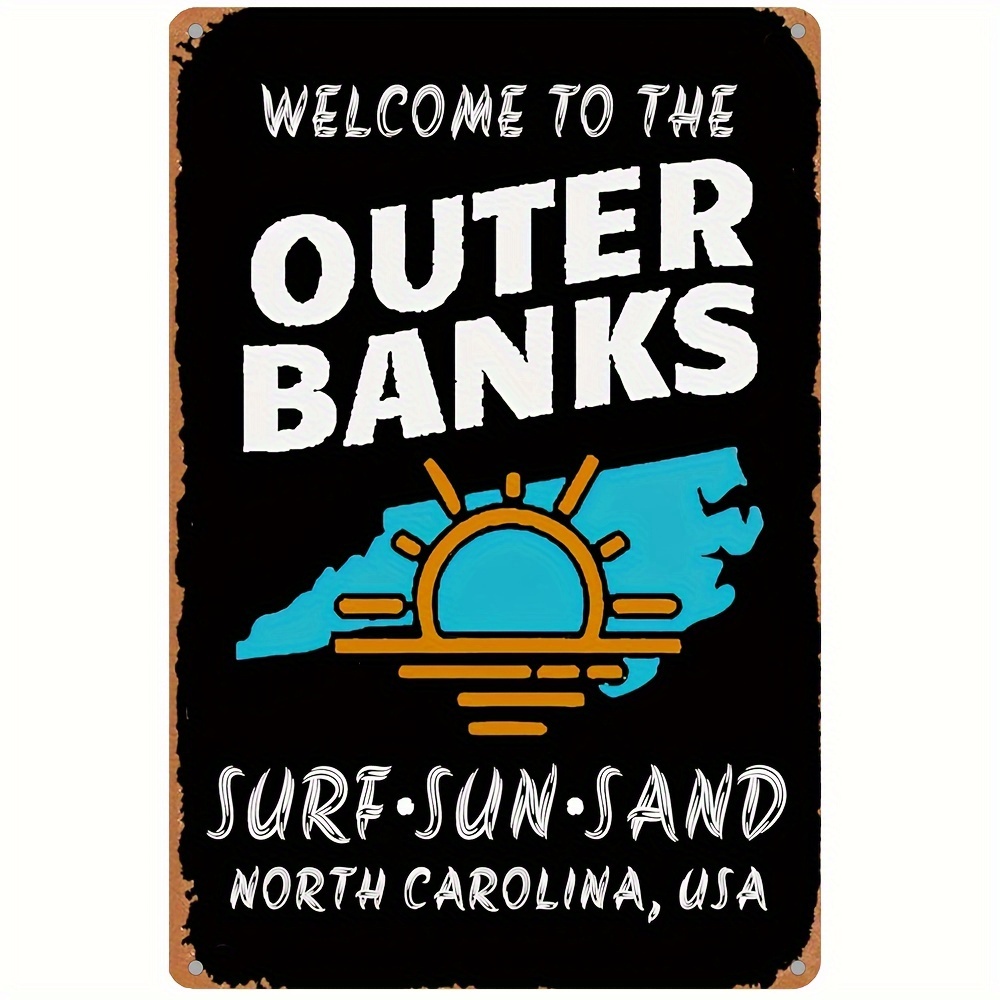 Vintage Metal Sign Outer Banks North Carolina Surf Temu