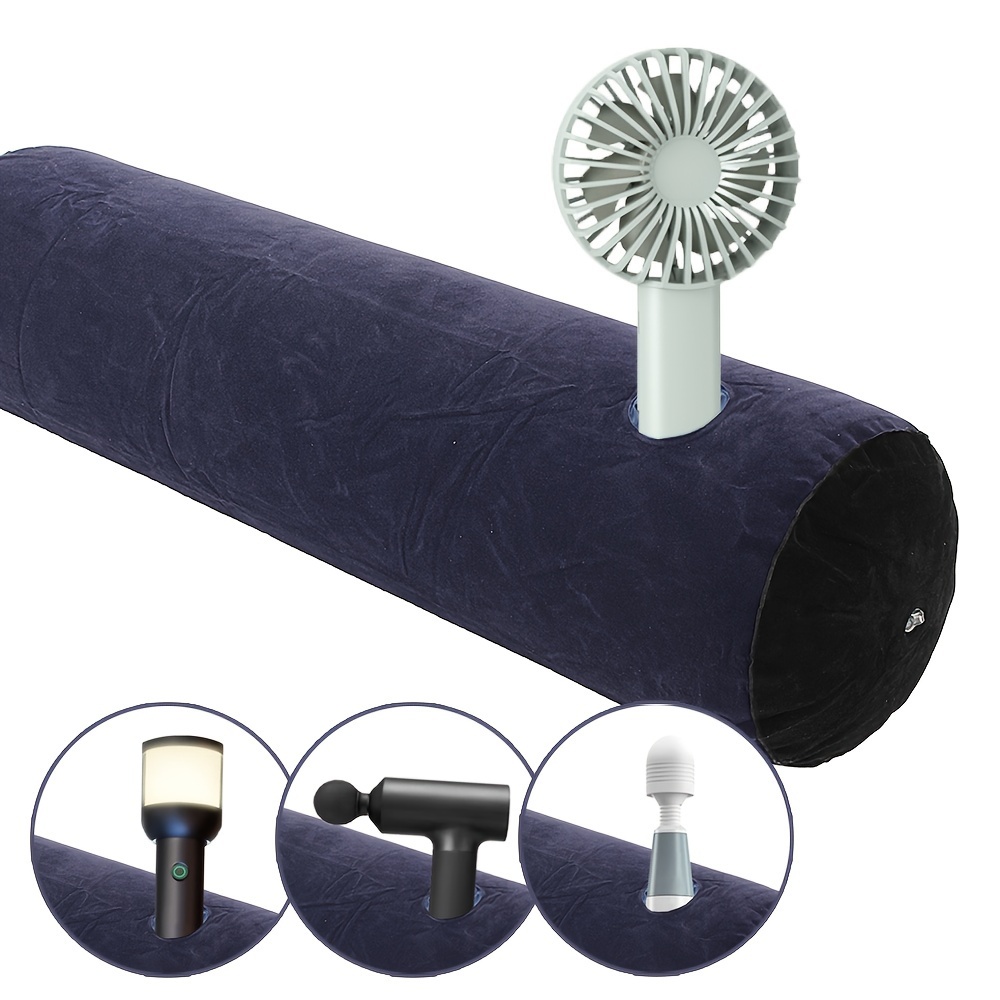 TEMU Coussin cylindrique gonflable portable, oreiller de soutien gonflable de 34" X 8.7", PVC souple avec housse en peluche, facile à et à dégonfler