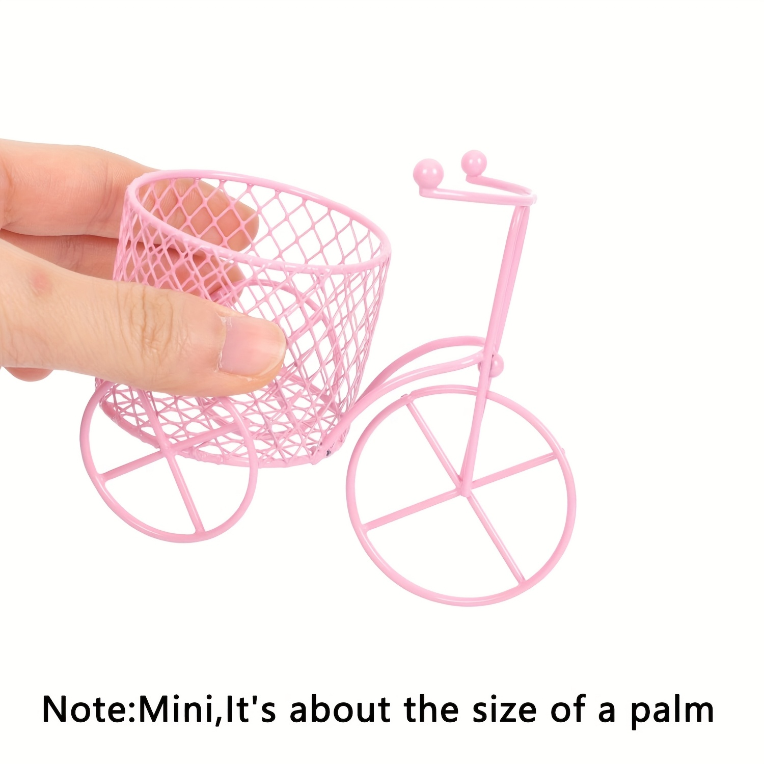 TEMU 1 pc Panier de rangement décoratif de tricycle miniature rose pour maquillage, étagère de mariage créative, présentoir cadeau de mariage,